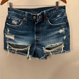 Levi's Blue Distressed Jean Shorts 29